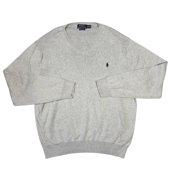 Polo Ralph Lauren Mens V Neck Pima Cotton Sweater XL Casual Knit Preppy Career - Picture 1 of 10